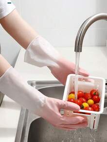 3pcs High-Quality Household Cleaning Gloves, Waterproof Kitchen Dishwashing Gloves, Anti-Slip Housework Gloves, Durable Washing Gloves, Cleaning Supplies, Cleaning Tools, Back-To-School Supplies - Multicolor - View 1