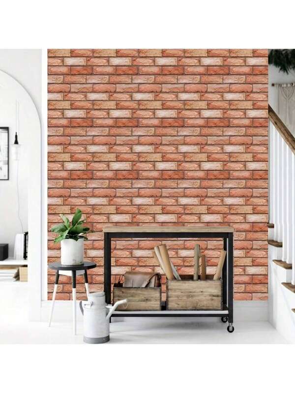 10 szt. realistycznych naklejek ściennych 3D z motywem cegły, świątecznych, wodoodpornych i odpornych na wilgoć, do dekoracji wnętrz, samoprzylepne panele ścienne 3D z motywem cegły, wodoodporne, łatwe w montażu, wielokrotnego użytku, z PVC, odpowiednie do salonu, kuchni, sypialni, tła pod telewizor – klasyczny czerwony i beżowy wzór, łatwe w montażu na ścianach | Wzór cegły | Panele ścienne z PVC, tapeta, dekoracja ścienna, wystrój pokoju, dekoracja sypialni
