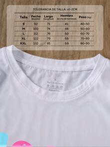 Camiseta para Mujer, Playeras vintage cotton con estampado "I ❤️ 80!" y corazones coloridos, casual, Estilo de calle, Playeras Con Frases Para Mujer, Camisetas graciosas mujer,Camiseta impresa de manga corta cuello redondo casual ropa de mujer grande,playeras oversize,ropa de calle de gran tamaño,Estampado de Letras - Blanco - Ver 3