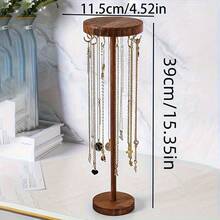 Rustic Wooden Jewelry Display Rack - Elegant Oval Tabletop Organizer For Necklaces, Pendants, And Bracelets - Perfect Multifunctional Home And Kitchen Accessory For Holiday Gifting, Stylish Storage Solution For Your Precious Accessories, Ideal For Organizing And Showcasing Jewelry In Any Room, No Power Required, Enhance Your Decor With This Charming And Practical Display Stand