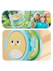 猫头鹰双面鼓，适合幼儿 - 早期学习乐器，培养运动技能、手眼协调能力和大脑潜能 - 多色儿童礼物，适合圣诞节、生日（非电动）、幼儿乐器、卡通人物设计、儿童安全材料、学龄前儿童、俏皮设计