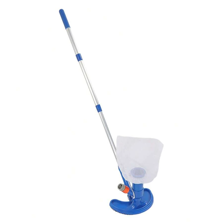 Pool Vacuum Suction Tool with Brush Portable Telescopic Rod Plastic Pool Vacuum Jet Cleaner for Spa Center Fountain US Standard - Azul - Ver 1
