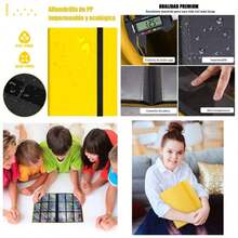 lbum para Tarjetas, 360 Bolsillos Carpeta de Tarjetas, Coleccionador de Cartas de 20 Pginas, Card Binder de Transparente y Impermeable, Gran Capacidad lbum, Apto para Juego de Cartas, FotosAzul - Amarillo - Ver 1