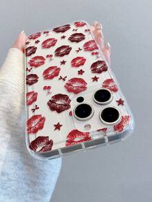 1pc Lip Print Cushion Transparent Anti-Drop Phone Case, TPU Material, Suitable As Holiday Gift, Compatible With Apple IPhone XS/XS Max/XR/11 12 13 14 15 16 Pro/17 Air/Pro Max/14 15 16 Plus, Unisex, Also Fits Samsung Phones - Multicolor - View 3