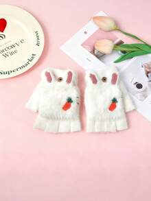 1 Pair Of Cute Flip-Top Gloves - Made Of Extremely Cold-Resistant Plush Fabric. - A Versatile Pair Suitable For Both Work And Leisure, Which Can Be Worn As Either Half-Palm Gloves Or Full-Palm Gloves. - Allows Touchscreen Writing While Working, No Need To Take Them Off Frequently. - Available In Versatile White And Brown For You To Choose From. - The Perfect Choice For Outdoor Cycling And Skiing In Cold Winters. - Wishing You A Warm Winter / Fall - Multicolor - View 13