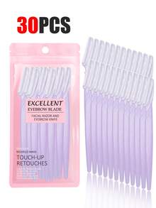 30pcs Exquisite Bagged Men's And Women's Facial Razors, Eyebrow Trimmers And Facial Hair Removers, Facial Hair Removal, Men's And Women's Facial Razors, Hair Trimming Tools, With Precision Sleeves, Hair Removers, Eyebrow Trimmers, Easy To Carry For Travel 1/3/6/12/24pcs (Pink)
