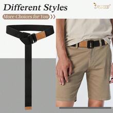 JASGOOD Men Canvas Double Ring Belt Plus Size Men Cloth Casual Belt For Jeans Pants{"Color_name":"Black(Canvas)","Size_name":"FitsWaistSize28\"-32\""} - Multicolor12 - 查看 3
