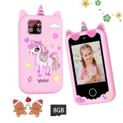 2.8" Touch Screen Kids Smart Phone Toy With Dual Cameras, Games & Music Player, 1080P Video Recording, Ideal Christmas & Birthday Gift For 3-10 Year Old Girls