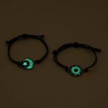 Pulsera de Pareja Sol y Luna Pulsera Luminosa de Luna - BM-0092-Noche estrellada blanca brillante - Ver 5