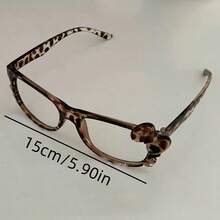 1pc Leopard Eyeglasses Frame (No Lens), Tortoise Round Eyeglasses, Cute No Lens Vintage Decorative Eyeglasses, Fashion Style - 豹紋眼鏡框+黑色眼鏡框 - 查看 2