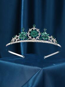 Christmas Snowflake Bridal Crystal Rhinestone Hair Accessories, Silver Wedding Headband, Elegant Crown, Suitable For Women, Girls, Brides, Wedding, Ball, Birthday Party (Red, Green)