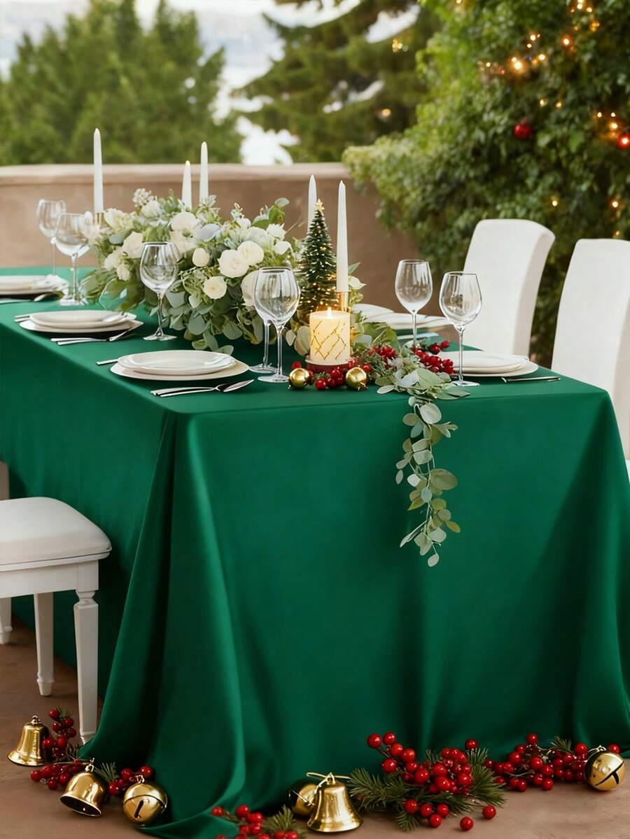 1/28pcs European Style Simple Satin Table Runner, Polyester Banquet Party Christmas Birthday Hotel Wedding Decoration Restaurant Tablecloth