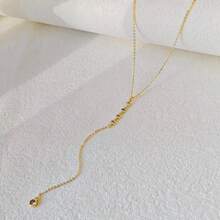 Luxval Lariat Gold Necklace For Women, Dainty Long Necklace 14k Gold Plated/Silver Y-Shaped Pendant Necklaces  Beaded Chain Drop Necklaces Jewelry For Women Gifts{"Color_name":"Gold-FourCZYNecklace"} - 金-FourCZY項鍊 - 查看 7
