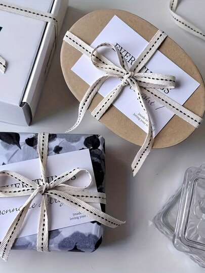 5M elegantes schwarzes Punkte Muster, ideal für DIY Tortendekoration, Geschenkverpackung zu Feiertagen, Vintage-Stil Stoffband, Blumenarrangements, Geschenkverpackung, Weihnachtsdekoration