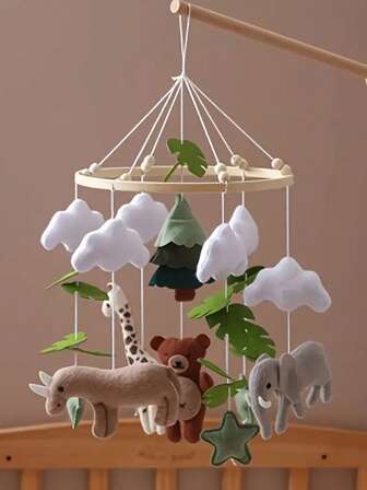 手工制作的婴儿绵羊和星星月亮床铃，婴儿移动床，可爱的动物造型玩具，具有教育意义，可提高手眼协调能力，预防近视，婴儿房装饰，MiColors，安全的新生儿摇铃玩具，亲子互动、生日、圣诞节的最佳礼物