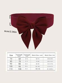 1pc Women's Bow Elastic Waist Belt, Casual Dress Accessory - Rum Red - View 9