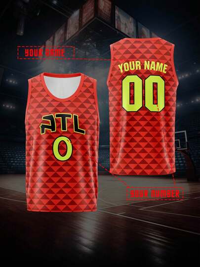 2025 Summer & Autumn Custom Basketball Team Name & Number, Plus Size Basketball Jersey, Casual Breathable Round Neck Vest, Basketball Enthusiast Exclusive Jersey, Custom Game Day Apparel, Plus Size