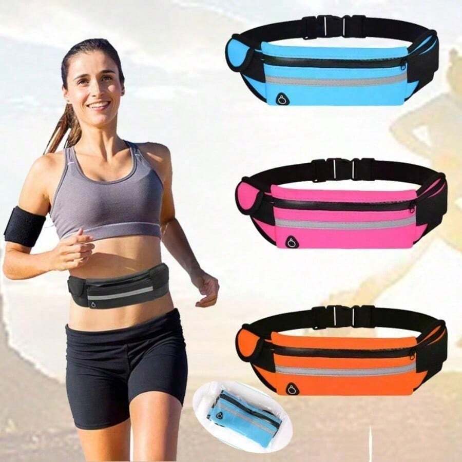 1PC 2025 Fitness Running Belt Bag - Unisex Waterproof Waist Bag For Men & Women, Small Mobile Pouch With Adjustable Strap For Outdoor Morning Jogging, Gym Workout & Hiking -  Sports Fanny Pack With Secure Closure - Black - View 1