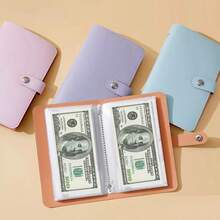 100 Savings Plans, PU Material Money Saving Book, Available In Six Colors: Blue, Black, Green, Purple, Blue, Pink, Contains 50 Sheets, Can Store 100 Banknotes, Extra Large Capacity Cash Storage Notebook, Suitable For Adult Gifts, Graduation Gifts, Birthday Gifts, Holiday Gifts - 青檸色 - 查看 1