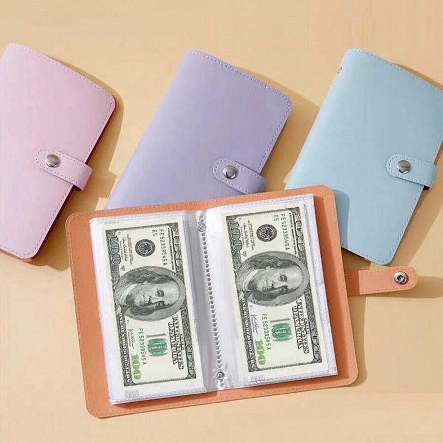 100 Savings Plans, PU Material Money Saving Book, Available In Six Colors: Blue, Black, Green, Purple, Blue, Pink, Contains 50 Sheets, Can Store 100 Banknotes, Extra Large Capacity Cash Storage Notebook, Suitable For Adult Gifts, Graduation Gifts, Birthday Gifts, Holiday Gifts - 青檸色 - 查看 1
