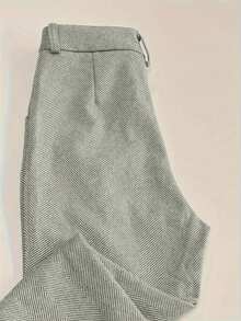 French Design Niche Straight-Leg Suit Pants, High-Waisted, Elegant, Autumn/Winter - Green - View 5