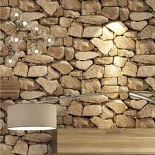 3D Stone Texture Wallpaper, Non-Adhesive, PVC Material - Suitable For Living Room, Bedroom, Cafe, Bar And Restaurant, Retro Style