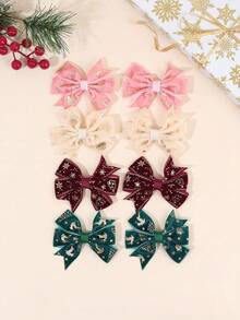 2 buc/8 buc Crăciun culoare solidă fundă agrafe de păr pentru fete, catifea model de Crăciun decor funde agrafe de păr pentru copii, accesorii de păr de Crăciun la modă pentru copii mici cadouri de petrecere de Crăciun