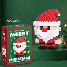 1 Box Christmas Series Building Blocks Toy + Santa Claus, Christmas Tree, Reindeer Building Block Decor Toy + Micro Particle Assembly Decor + Educational Building Blocks Toy - Multicolor - View 23