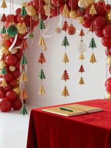 1/20/40 Peças Decoração de Natal Suprimentos para Festa - Bandeiras de Papel Penduradas de Mini Árvore de Natal 3D, Ornamento de Vitrine Festiva para Casa/Festa/Loja, Decoração Pendurada de Natal e Decorações de Papel para Feriados