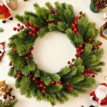 1 opakowanie świątecznego wieńca, świąteczny wieniec na drzwi wejściowe, świąteczne wieńce na drzwi z czerwonymi jagodami, szyszkami i liśćmi cedru, sztuczny wieniec na Boże Narodzenie, dekoracje do wnętrz i na zewnątrz, wieńce na drzwi wejściowe z prawdziwym akcentem, duże sztuczne świąteczne, małe zimowe wieńce z sosny i cedru na okna, na zewnątrz, do domu, ogrodu, na ścianę, na werandę, do powieszenia na ścianie - Wielokolorowe - Zobacz 1