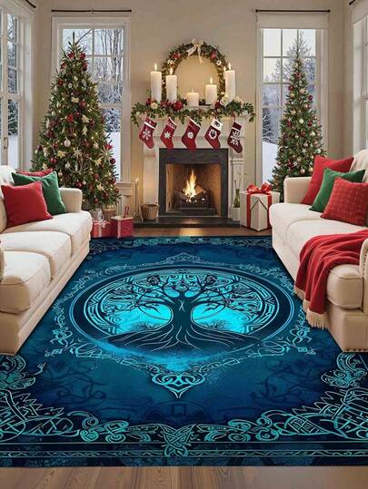 1 pezzo Tappeto decorativo in velluto stile boemo con Albero della Vita celtico, stile moderno, materiale in velluto di alta qualità, disponibile in più colori e dimensioni, adatto per soggiorno, camera da letto, studio, lavabile in lavatrice, morbido e confortevole, decorazione d'arredo alla moda, tappeto per camera da letto, tappeto per studio, tappeto per soggiorno, Natale, tappeto per bambini, tappeto per nuova casa, adatto per tutte le stagioni