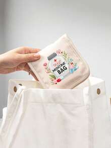 1pc Portable Medicine Bag, Compact Pill Organizer & Pill Pouch,Pills And Tablets Pattern Printing,Travel - Friendly Medication Storage For Daily/Outdoor/Travel, Essential For Health - Conscious & On - The - Go Users, Must - Have Medical Accessory,Multi Functional Fabric Small Medicine Bag