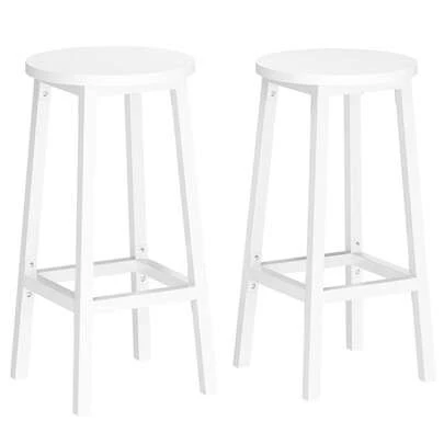 Bar Stool Set Of 2 Round Chair High Kitchen Seat Steel Frame Height 65 Cm Easy Assembly