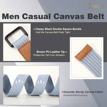 JASGOOD Men Canvas Double Ring Belt Plus Size Men Cloth Casual Belt For Jeans Pants{"Color_name":"LightGrey(Canvas)","Size_name":"FitsWaistSize39\"-44\""} - 多色21 - 查看 7