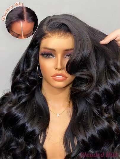 200% 密度假发，正面无胶 14 英寸假发，波浪卷发，5x5 英寸蕾丝正面假发，混合发质，巴西人发假发，5x5 英寸，预剪，预拔，含婴儿发质假发，无胶波浪卷发，女士假发，1B 色，13x4 英寸，13x6 英寸，高清蕾丝正面混合发质