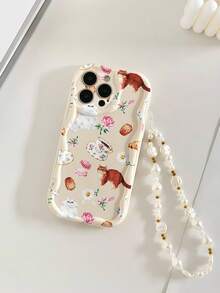 Cream Wavy Edge Glossy Cat Afternoon Tea Painted Shockproof Phone Case With Chain, Compatible With IPhone XR/7/8ne 17/17 Pro/17 Pro Max/17 Aione 16/16 Pro/16 Plus/16 Pro Mhone 15 Pro PhoniPhone 14, Soft Case Compatible With Iphone 11, Cream Wavy Edge Glossy New Painted TPU Shockproof Soft Case, Compatible With Galaxy S24, Galaxy S24+, Galaxy S24 Ultra, Galaxy S22, Galaxy A13 4G, Galaxy A52, A52s 5G, Galaxy A23, Galaxy A35, Galaxy A25, Galaxy A73, Redmi Note 11/11 Lite - Multicolor - View 6