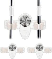 Soporte para Fregona y Escoba, Organizador De Escobas Con 3 Posiciones, Soporte Escobas Autoadhesivo de Pared Para Garaje, Cocina, Baño (Gris Translúcido) - color transparente - Ver 11