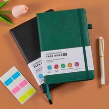 Cuaderno Tapa Dura A5 Para Escribir, Paquete De 2 Diarios, Cuaderno De Cuero, Papel Rayado De G, Para El Trabajo, La Escuela, Notas Y Diarios. Negro+ Verde - Negro + Verde - Ver 8