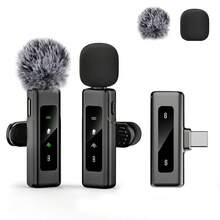 Micrófono inalámbrico de solapa con interfaz Tipo-C, plug and play, latencia ultra baja de 2.4G, con chip de cancelación de ruido incorporado, adecuado para grabación de video, entrevistas, podcasts, vlogs, etc., 50mAh, 0.185Wh - Negro - Ver 13