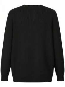 GRDR Men's Solid Color 7-Gauge Jacquard Knit Sweater, Basic Warm Thick Pullover For Autumn/Winter - Black - View 3