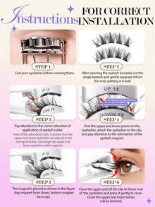 MAGEFY 3 Pairs Magnetic False Eyelashes Set, Includes Magnetic Clips, Multi-Function Brush, 3 Curled Lashes, And Eyelash Curler, Mixed Styles, No Glue Needed, Round Magnets, Long-Lasting, Natural & Realistic, Reusable, 7-13mm Faux Mink Lashes, Suitable For Daily Wear, Waterproof, Cartoon Style, Extended Outer Corner Design, Enlarges Eyes, Slim & Long, Ideal For Travel, Beach, Camping - 自然纖長款 - 查看 6