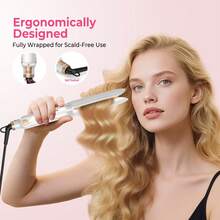 UKLISS Hair Waver Crimper - Beach Waves Hair Curler, Mermaid Waver For Wavy Hair, Wave Curling Iron With 14 Adjustable Temps (120-230°C) | Lightweight & Compact Size | Double Voltage - White Gold - EU C Type Plug(220-240V) - View 5