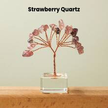 1个天然水晶迷你玻璃许愿瓶，内含幸运树形疗愈石 | 抛光宝石装饰 | 生日礼物，传递正能量和美好祝愿，圣诞礼物 - 魚缸小花樹 - 查看 30