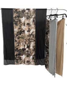 1pc Fashionable Chiffon Scarf With Ink Painting Style, Decorated With Middle Eastern Rhinestones, Lightweight & Comfortable Head Wrap