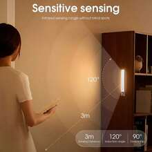 1pc Intelligent LED Motion Sensor Light, Thin Cat Eye Hill Shaped Decorative Lighting Strip, Rechargeable Self-Adhesive Cabinet Lamp, Motion Sensor Wardrobe Light - Multicolor - View 8