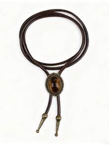 1pc Gothic Cowboy Bolo Tie, Fashion Long Metal Necklace Accessory, Versatile For Daily Wear