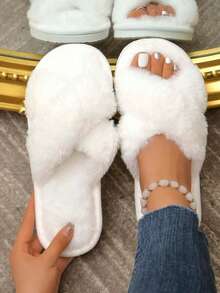 Women's Fashionable Fluffy Slippers, Soft And Lightweight Indoor Home Slippers, Quiet Carpet Slippers, Woolen Shoes