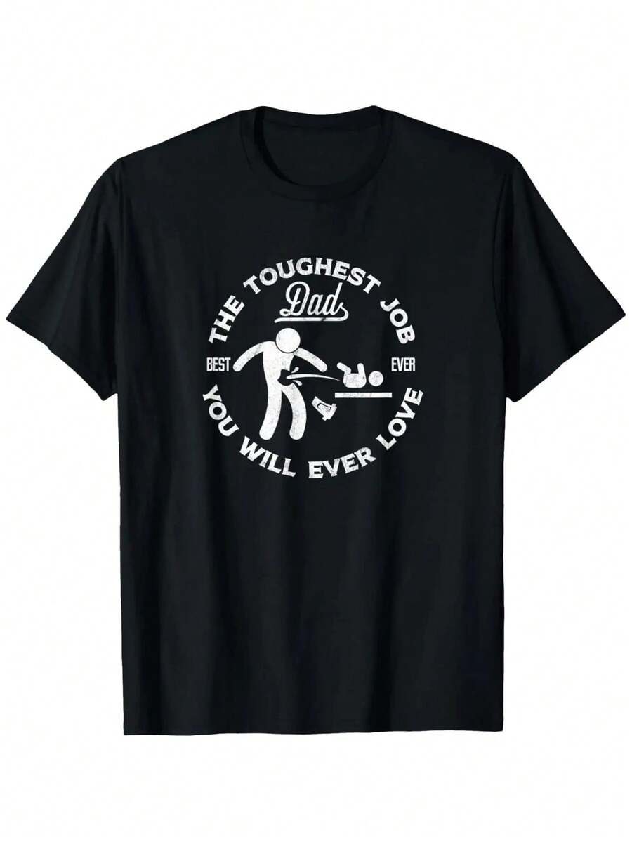 Vintage; El Trabajoás Difícil que Jamás Amarás; Camiseta de Papá -% Algodón 180gsm Tela Suave y Transpirable. Impresión gráfica de un lado. Camiseta negra de manga corta para hombres y mujeres. Regalo de cumpleaños para el Día del Padre. Familia; Amigos (S-). Camiseta de uso diario, camiseta gráfica vintage, camisa% algodón. Camiseta del Día del Padre - Negro - Ver 1