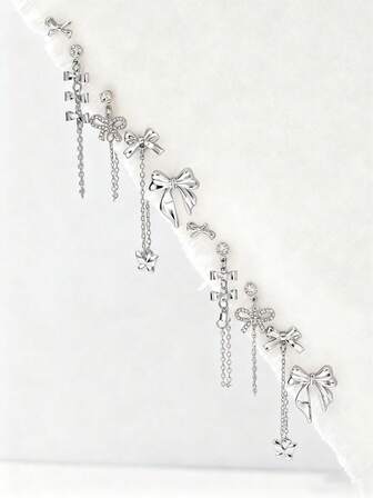 10 st silverörhängen i set med rosett, inklusive rosettörhängen och rosetthängen, smycken för kvinnor