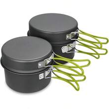 Gutsdoor Camping Cookware Set Camping Gear Campfire Utensils Non-Stick Cooking Equipment Lightweight Stackable Pot Pan Bowls With Storage Bag For Outdoor Hikinggift - 10PCSGreen - View 2